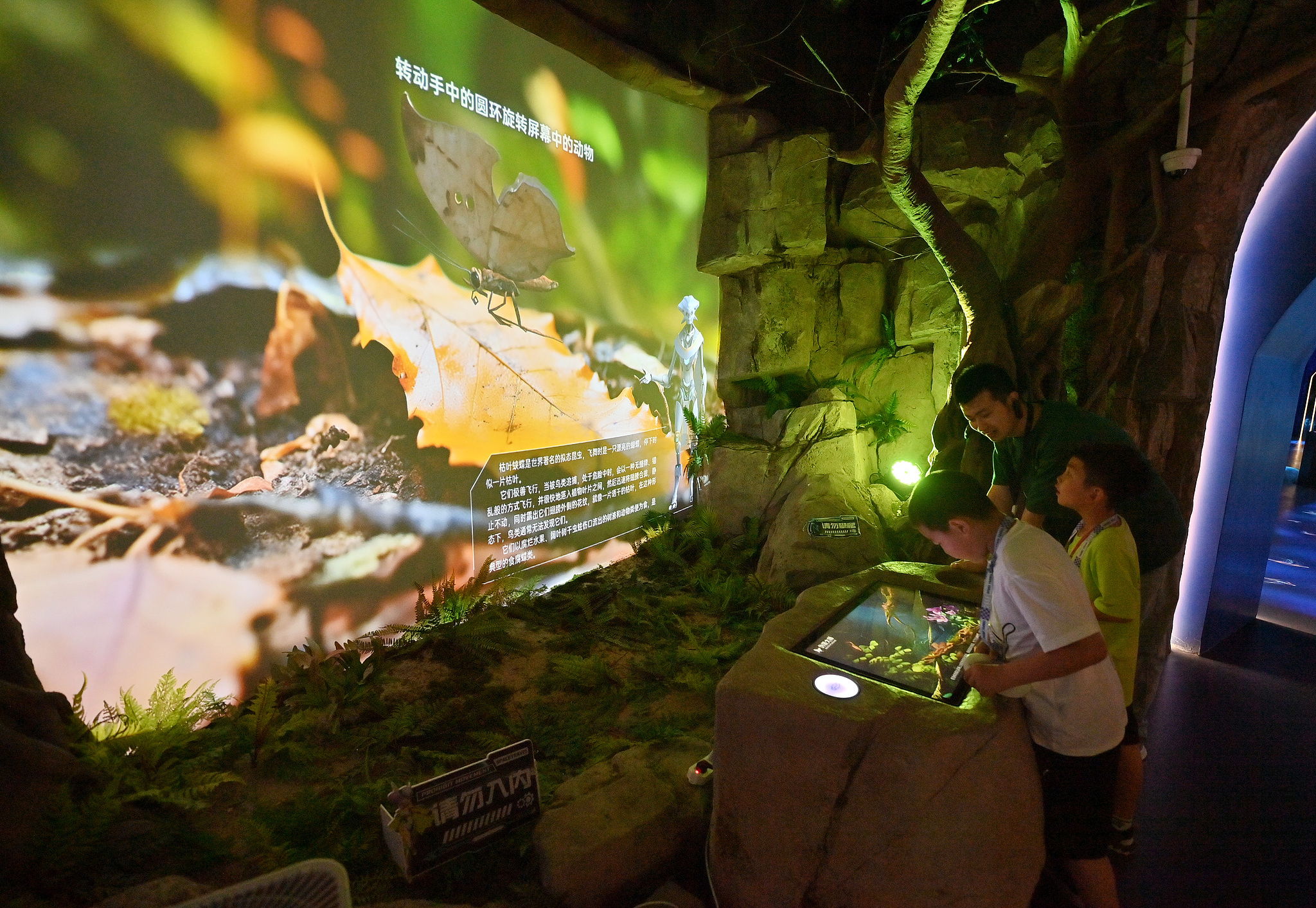 Children find insects hidden among plants using AI tools in a tech experience center in Changchun City, Jilin Province, northeast China, July 17, 2024. /VCG
