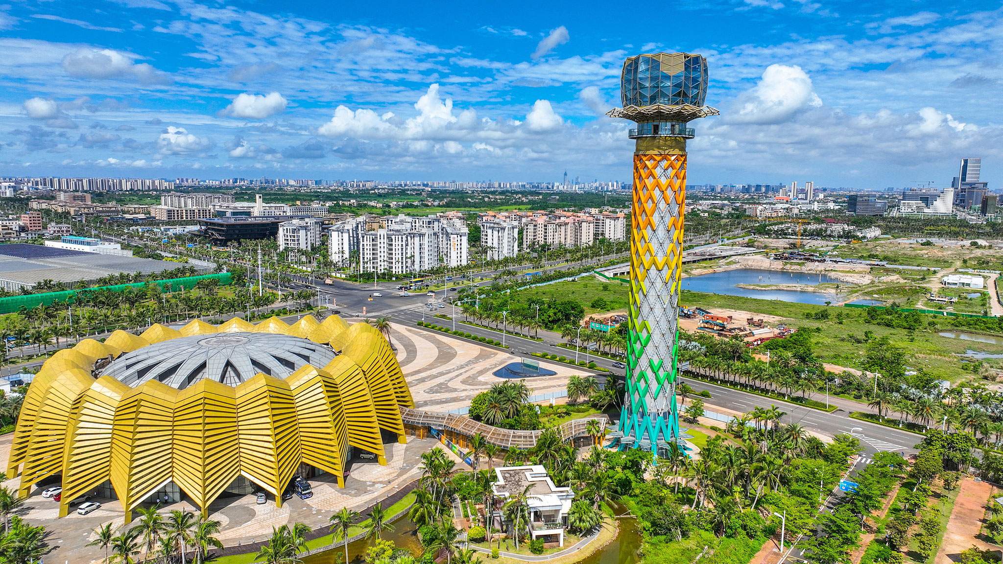 An aerial photo of the Jiangdong New Area, Haikou City, south China's Hainan Province, May 14, 2025. /VCG