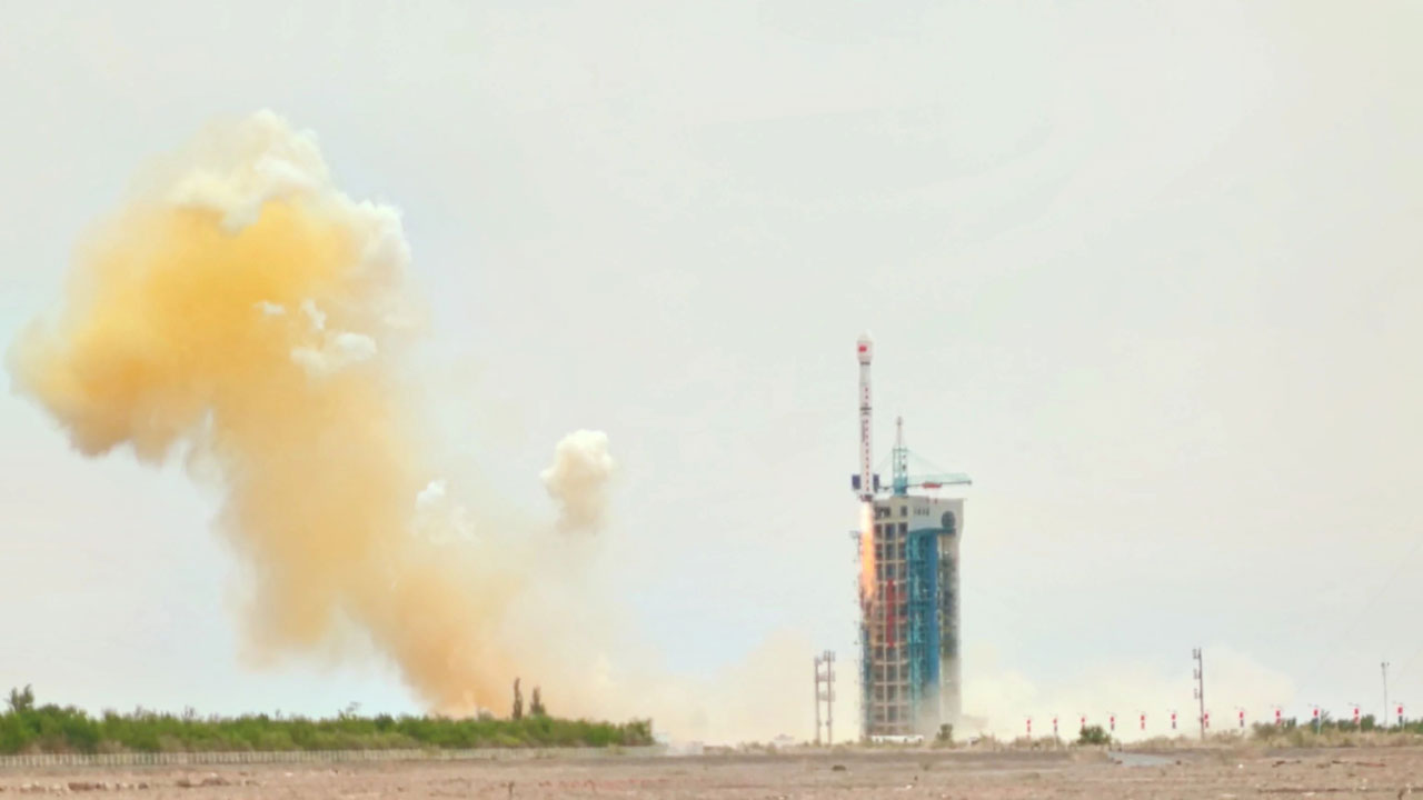 A Long March-4B rocket carrying the Shijian-26 satellite takes off from the Jiuquan Satellite Launch Center in northwest China, May 29, 2025. /China Media Group